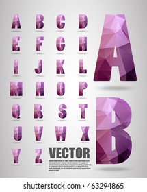 Premium Polygon alphabet font style font with shadow, Low Poly Font 