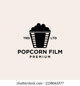 Premium popcorn cinema film vector black logo icon design