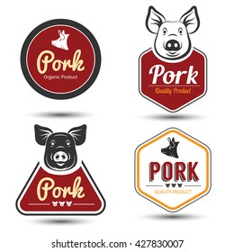 premium pork labels, badges and design elements,vector illustration