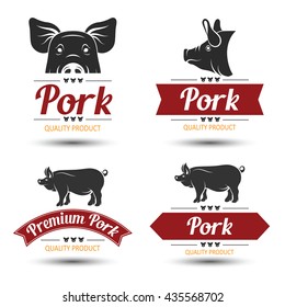 premium pork labels, badges and design elements,vector illustration