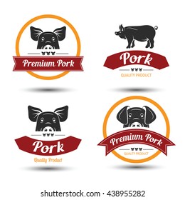 premium pork labels, badges and design elements,vector illustration