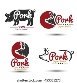 premium pork labels, badges and design elements,vector illustration