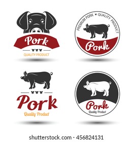premium pork labels, badges and design elements,vector illustration