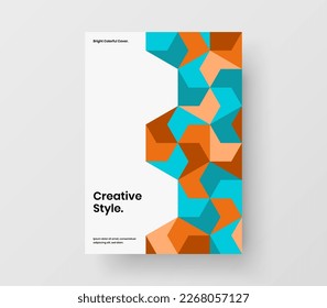 Premium postcard A4 vector design template. Vivid geometric tiles booklet layout.