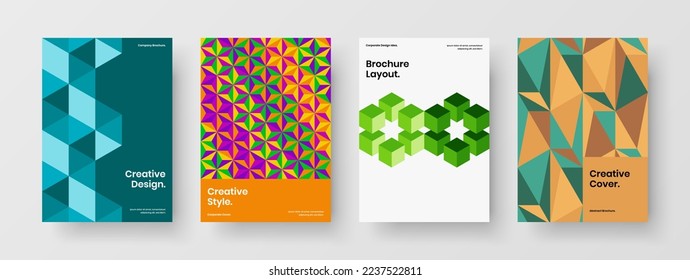 Premium postcard design vector template collection. Clean mosaic shapes poster concept set.