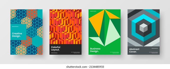 Premium postcard vector design illustration bundle. Trendy mosaic tiles pamphlet template collection.