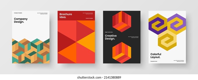 Juego de plantillas de vector de diseño de afiche A4 premium. Colección de concepto de identidad de la compañía de patrones de mosaico brillante.