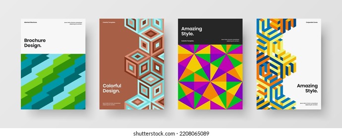 Juego de plantillas de diseño de vector de afiches premium. Composición de las formas geométricas modernas de la ilustración postcard.