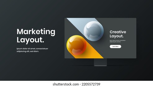 Premium presentation vector design concept. Clean computer display mockup website screen template.