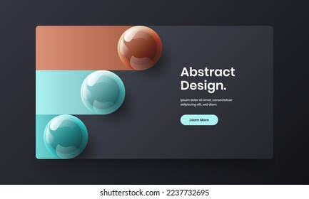 Premium presentation vector design template. Modern 3D spheres leaflet concept.