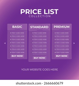 Premium Price List Vector Template