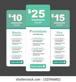 Premium Pricing & Membership Graphic with Different Options and Plans