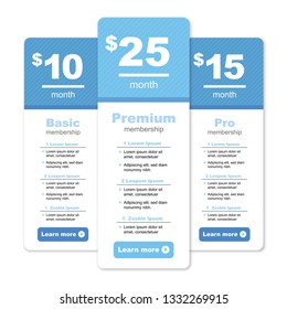 Premium Pricing & Membership Graphic With Different Options And Plans