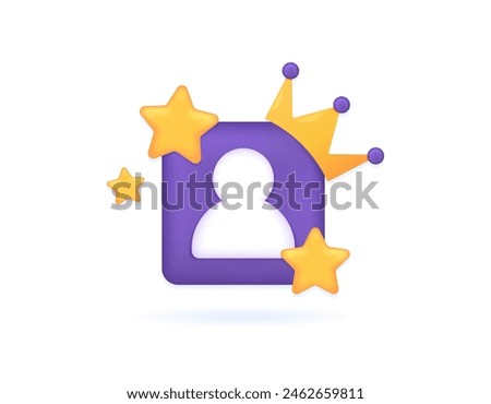 premium, priority and VIP member accounts. exclusive and special. illustration of account symbol with golden crown and stars. icon or symbol. minimalist 3d concept illustration. graphic elements