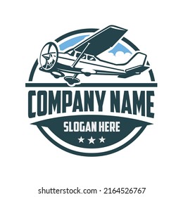 Premium Private Plane Rental Company Circle Emblem Logo Vector