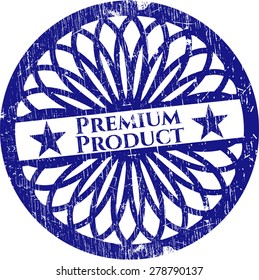 Premium product blue rubber stamp