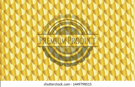 Premium Product golden emblem or badge. Scales pattern. Vector Illustration. Detailed.