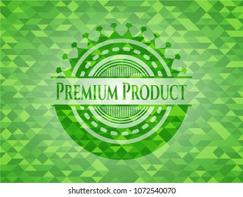  Premium Product green emblem. Mosaic background