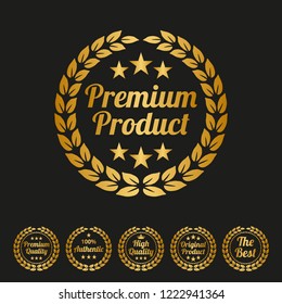 Premium product label on black background. Vector illustration