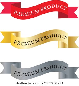 Premium product lable design Premium quality label icon. Premium product icon, Vector illustration. Red, Gold and silver color premium label