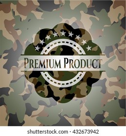 Premium Product on camouflaged pattern