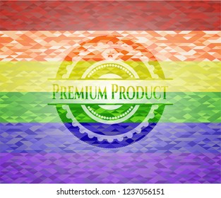 Premium Product on mosaic background with the colors of the LGBT flag