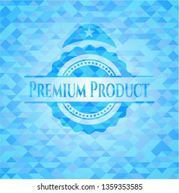 Premium Product realistic light blue mosaic emblem