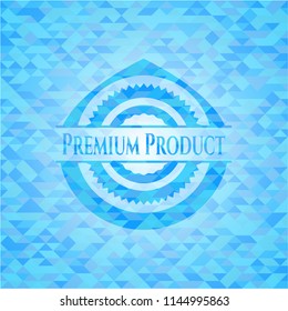 Premium Product sky blue emblem with mosaic ecological style background