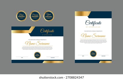 Plantilla de certificado profesional premium en estilo moderno