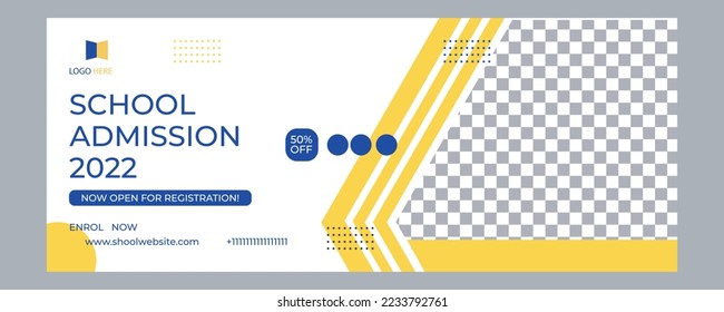 Premium PSD School admission cover banner template 2024