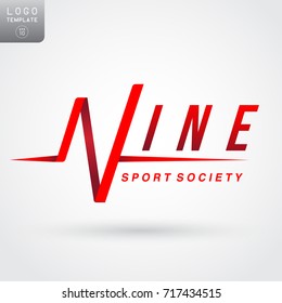 Premium Pulse Logo in The Shape of Alphabet N : Vector Illustration