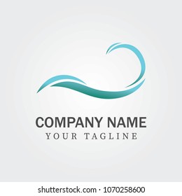 Premium Pure water abstract sign. Water drop symbol. Branding Identity Corporate logo design template Isolated on a white background.  Wave geometric logo vector illustration 2018