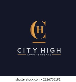 Calidad Premium Letra inicial CH HC Monograma clásico diseño de logotipo de cosecha 