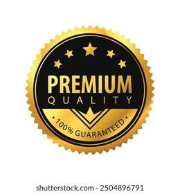 Premium quality 100% guaranteed. Luxury circle and gold design isolated on white. Modern and minimalist Vector Design