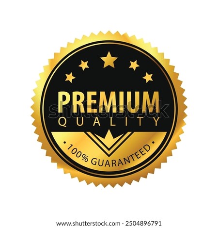 Premium quality 100% guaranteed. Luxury circle and gold design isolated on white. Modern and minimalist Vector Design