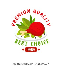 Premium quality 1969, fresh food logo template, badge for meat store, healthy food, fresh products, farmer market, restaurant, cafe, packaging colorful vector Illustration