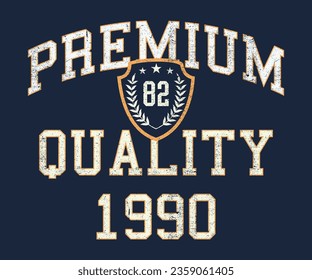 Premium Quality 1982 vintage college print for t-shirt design. Typography graphics for university or college style tee shirt. Sport apparel print - California. Vector illustration.