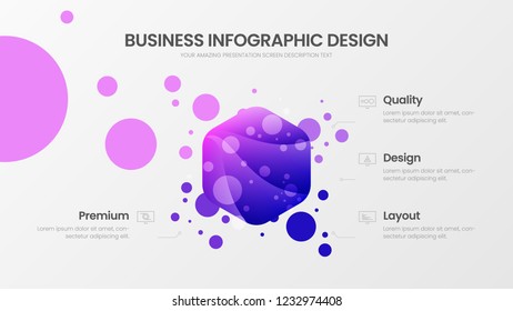 Premium quality 4 option hexahedron marketing analytics presentation vector illustration template. Business data visualization design layout. Amazing colorful organic statistics infographic report.