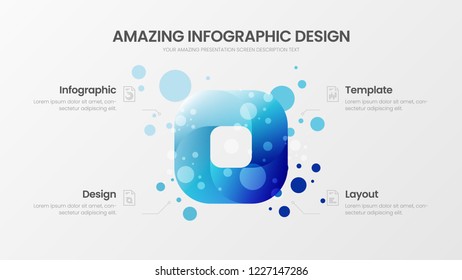 Premium quality 4 option rectangle marketing analytics presentation vector illustration template. Business data visualization design layout. Amazing colorful quad organic statistics infographic report
