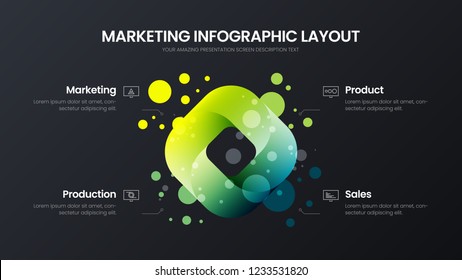 Premium quality 4 option rectangle marketing analytics presentation vector illustration template. Business data visualization design layout. Amazing colorful quad organic statistics infographic report