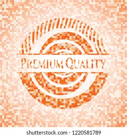 Premium Quality abstract orange mosaic emblem with background