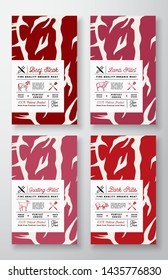 Premium Quality Abstract Vector Meat Labels Cover Big Set. Packaging Design. Modern Typography and Hand Drawn Cow, Sheep, Goat and Pig Silhouettes Background Layouts. Isolated.