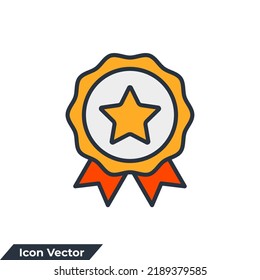 Premium quality. Achievement badge icon logo vector illustration. Certificate symbol template for graphic and web design collection