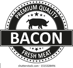 Premium Quality Bacon Stamp web label on a white background