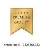 Premium quality badge. Premium certificate badge. Golden label sign, seal, stamp, sticker. 100 percent quality guaranteed tag. Vector illustration