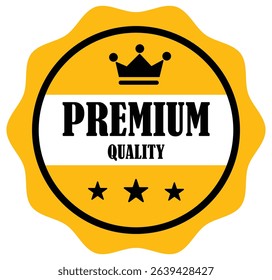 Premium quality badge collection on white background. Premium gold luxury vector text design. Luxury guarantee emblem. Premium badge label with crown and stars design. Vector illustration