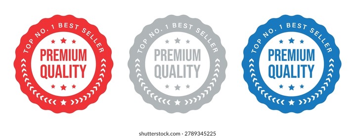 Premium Quality Badge Collection with Top Number One Best Seller Labels and Award Seals Vector Set