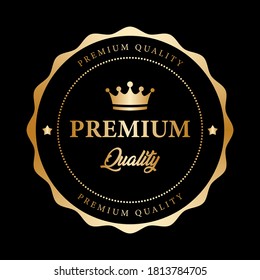 Premium Quality Badge Crown Black Gold Metallic Round Logo