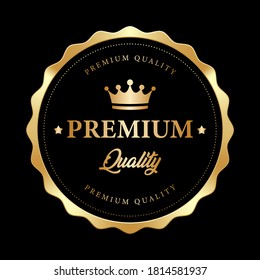 Premium Quality Badge Crown Black Gold Metallic Round Logo