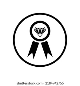 Premium, quality, badge, diamond icon. Black vector design.